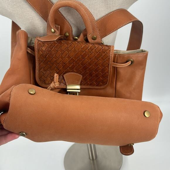 NWT Anonimo Fiorentino Vera Pelle Genuine Natural Leather drawstring Backpack main image 10